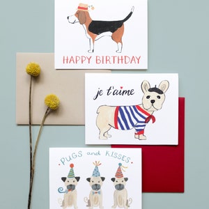 Dog Valentine's Card, Je t'aime Valentines Day Card, Valentines Card, French Bull Dog Card, I love you Card, Love Card, French Greeting Card image 2