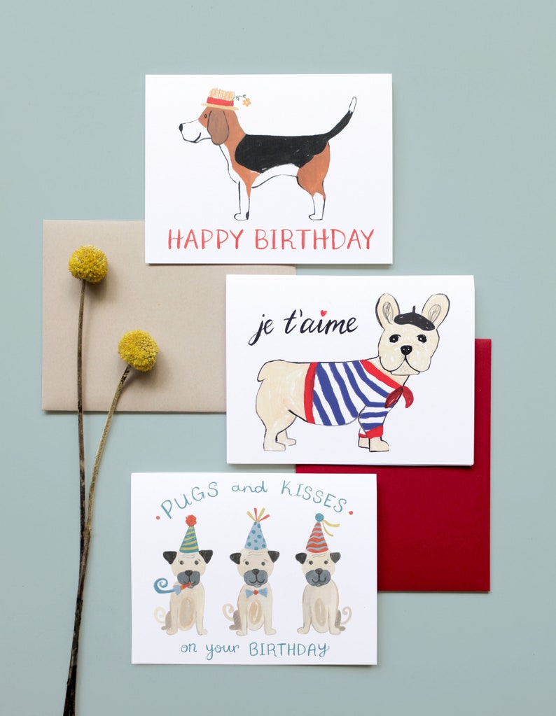 Dog Valentine's Card, Je t'aime Valentines Day Card, Valentines Card, French Bull Dog Card, I love you Card, Love Card, French Greeting Card image 2