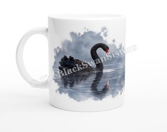Mug à café Cygne noir, tasse en céramique de 325 ml, cadeau pour les amoureux des oiseaux
