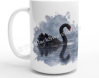 Black Swan Coffee Mug, 15oz Ceramic Mug, Farm Photo Print (Made to Order)