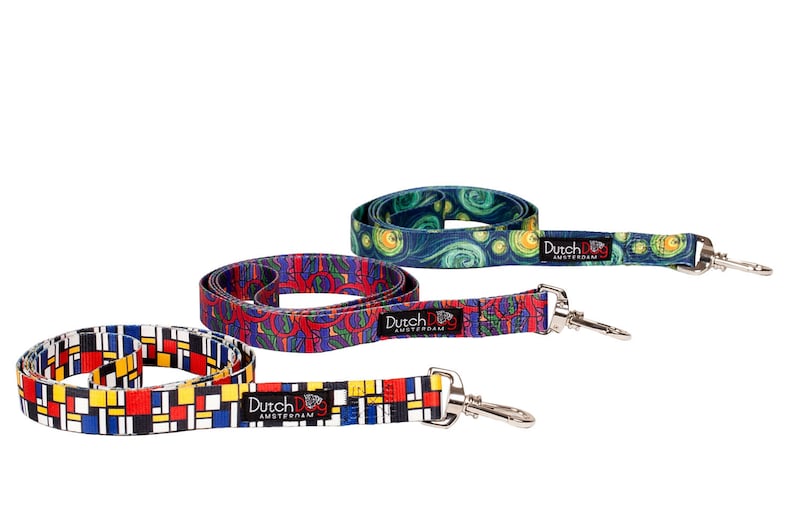 Mondrian Fashion Dog Leash 5ft. Made From Recycled Webbing Made in Holland image 4