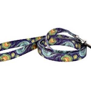 Van Gogh Starry Night Fashion Dog Leash 5ft. Made From Recycled Webbing Made in Holland image 2