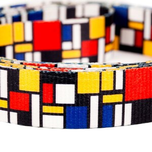 Dog collar from recycled webbing Mondrian inspiration Made in Holland image 2