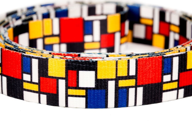 Dog collar from recycled webbing Mondrian inspiration Made in Holland image 2