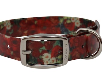 Waterproof Dog Collar Van Gogh Red Poppies - Made in Holland