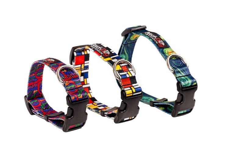 Dog collar from recycled webbing Mondrian inspiration Made in Holland image 4