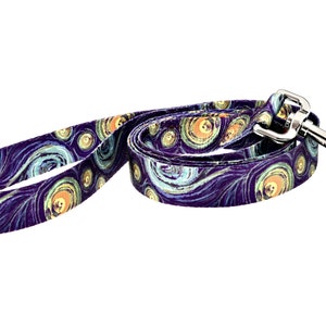 Van Gogh Starry Night Fashion Dog Leash 5ft. Made From Recycled Webbing Made in Holland image 1