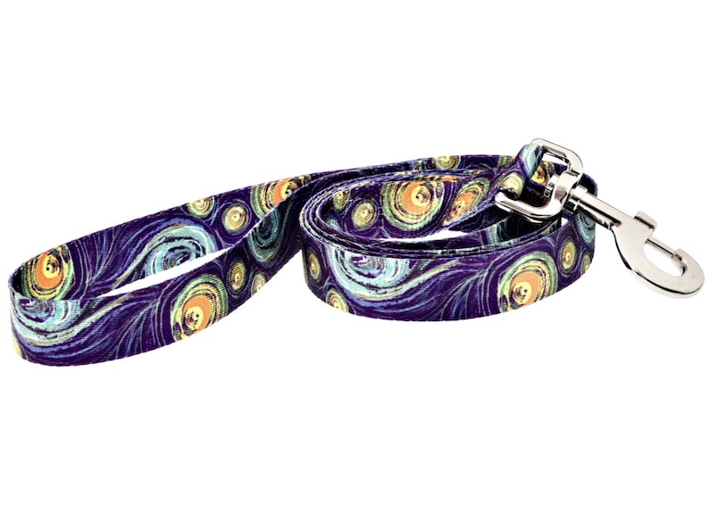 Van Gogh Starry Night Fashion Dog Leash 5ft. Made From Recycled Webbing Made in Holland image 1