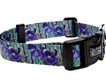 Van Gogh Irises Fashion Dog Collar - Made From Recycled Webbing - Made in Holland