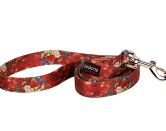 Dog leash 5ft fashion recycled webbing, Van Gogh Red Poppies - Made in Holland