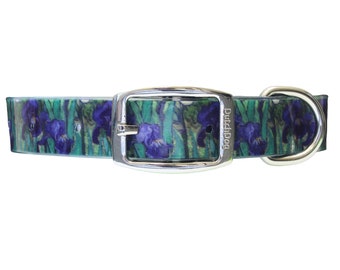 Waterproof dog collar - Van Gogh Irises - Made in Holland