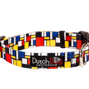 Dog collar from recycled webbing Mondrian inspiration Made in Holland image 1