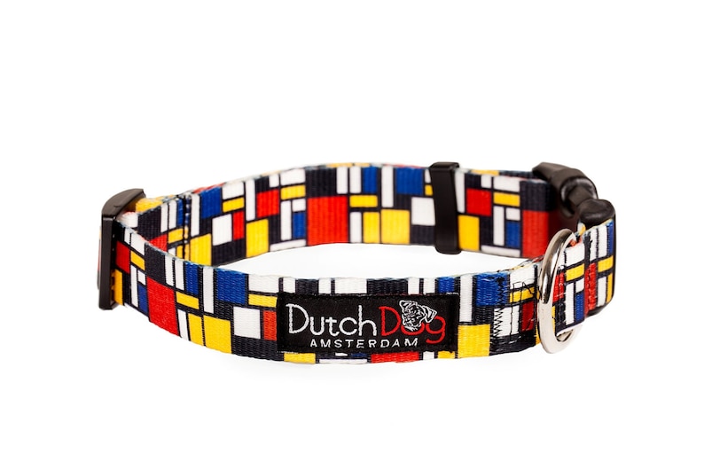 Dog collar from recycled webbing Mondrian inspiration Made in Holland image 1