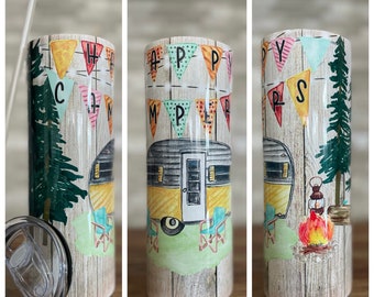 Camping Tumbler, Happy Camper Cup, 20oz Camping Cup, Camping Gift, Teacher Gift
