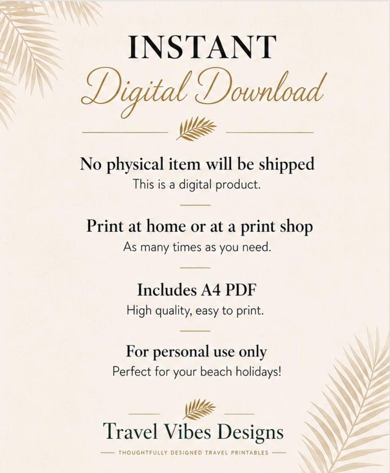 Beach Holiday Packing Checklist Printable | Travel Packing List | A4 ...