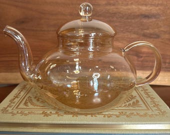 Amber Glass Teapot | Vintage | Honey Color |