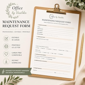 Editable Maintenance Request Form | Canva Property Management Template (Digital Download)