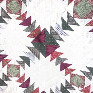 Vintage Pineapple Pattern Patchwork Quilt Cream Burgundy Green 87 x 70 bild 9