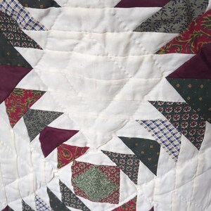 Vintage Pineapple Pattern Patchwork Quilt Cream Burgundy Green 87 x 70 bild 10