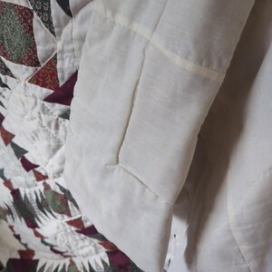 Vintage Pineapple Pattern Patchwork Quilt Cream Burgundy Green 87 x 70 bild 11