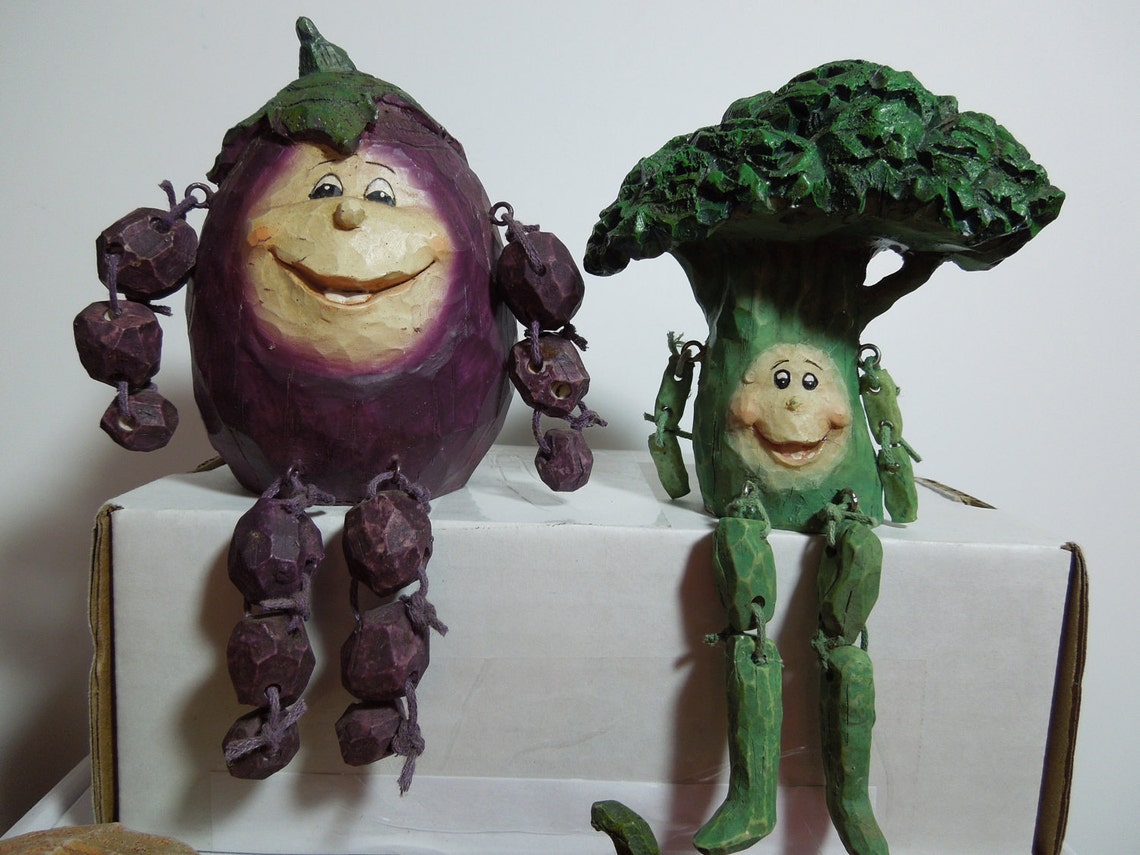 Set of 7 Vegetable Shelf Sitters Etsy