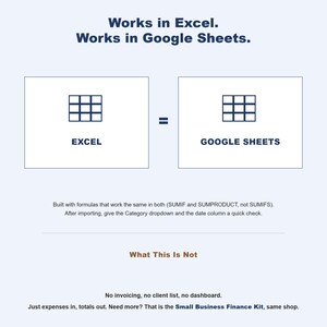 Business Expense Tracker Spreadsheet, Excel & Google Sheets Accounting Template, Auto-Calculating, Tax Deductible Log image 5
