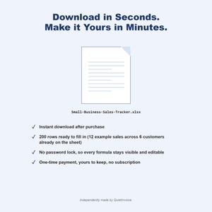 Small Business Sales Tracker, Auto-Calculating Revenue Log, Spreadsheet Excel Google Sheets Template image 4