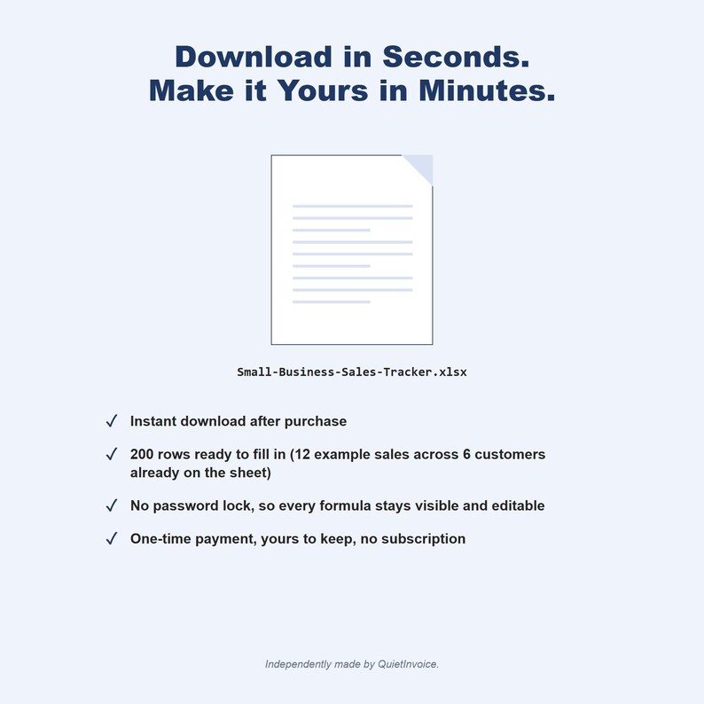 Small Business Sales Tracker, Auto-Calculating Revenue Log, Spreadsheet Excel Google Sheets Template image 4
