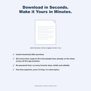Small Business Invoice Aging Tracker, Receivables Aging Spreadsheet Template Excel Google Sheets image 4