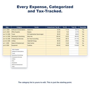 Business Expense Tracker Spreadsheet, Excel & Google Sheets Accounting Template, Auto-Calculating, Tax Deductible Log image 2