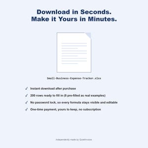 Business Expense Tracker Spreadsheet, Excel & Google Sheets Accounting Template, Auto-Calculating, Tax Deductible Log image 4