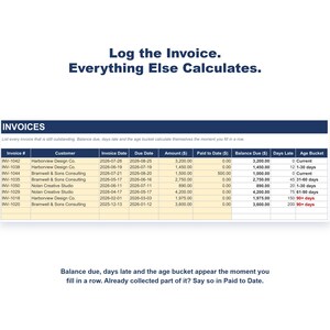 Small Business Invoice Aging Tracker, Receivables Aging Spreadsheet Template Excel Google Sheets image 2