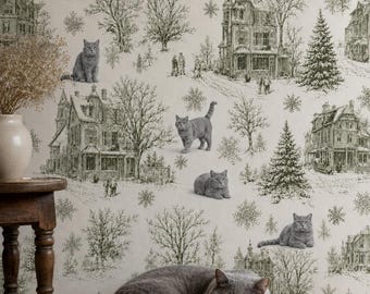 Custom Pet Toile Half Wallpaper, Personalized Peel and Stick Wallpaper Made from Your Photo