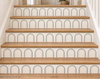 Printed Stair Riser Decals, 36 x 7 Inch Arch Pattern Strips, 4, 6 or 12 Pack, Vertical Risers Only