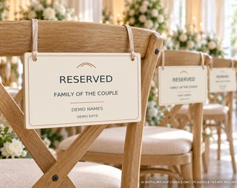 Reserved Seat Decal Pack, Personalized Wedding Ceremony Row Signs, 10 or 20 Printed 6x4 Inch Vinyl Panels, Decals Only