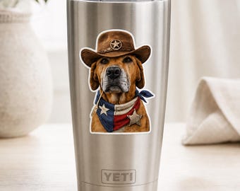 Personalized Texas Pet Sticker from Photo: Lone Star Sheriff, Cowboy or Bluebonnet Style