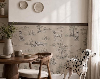 Custom Dog Wallpaper from Photo, Personalized Pet Toile Peel and Stick Half Wall Mural