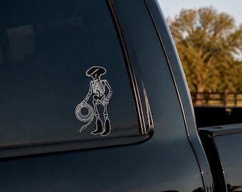 Cowboy Skeleton Decal, Western Lasso Clear Sticker