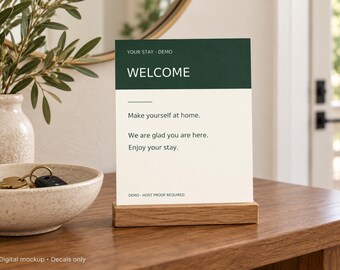 Vacation Rental Information Decal Set, 5 x 7 Inch Guest Instruction Labels, Personalized Host Welcome Kit