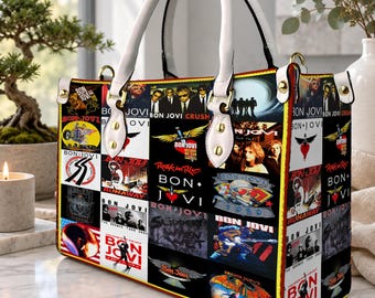 Bolso de mano de cuero personalizado de Bon Jovi para Halloween, bolso de hombro de Bon Jovi, bolso de mano de Bon Jovi, bolso cruzado.