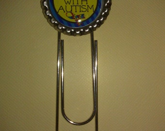 Bookmark -Autism Awareness I love a Child with Autism Bottle Cap Bookmark