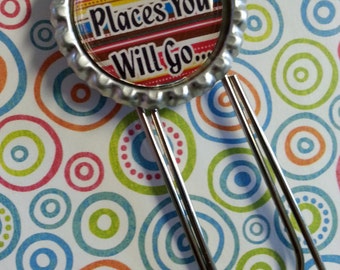 Oh The Places You Will Go Bottle Cap Paperclip Bookmark