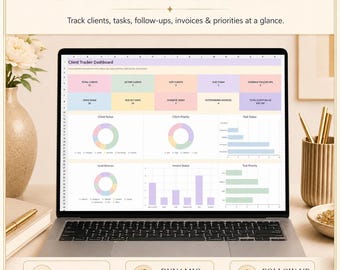 Client Tracker Spreadsheet for Small Business, Client Tracker, Google Sheets CRM Template, Follow-Up & Invoice Dashboard, invoice tracker