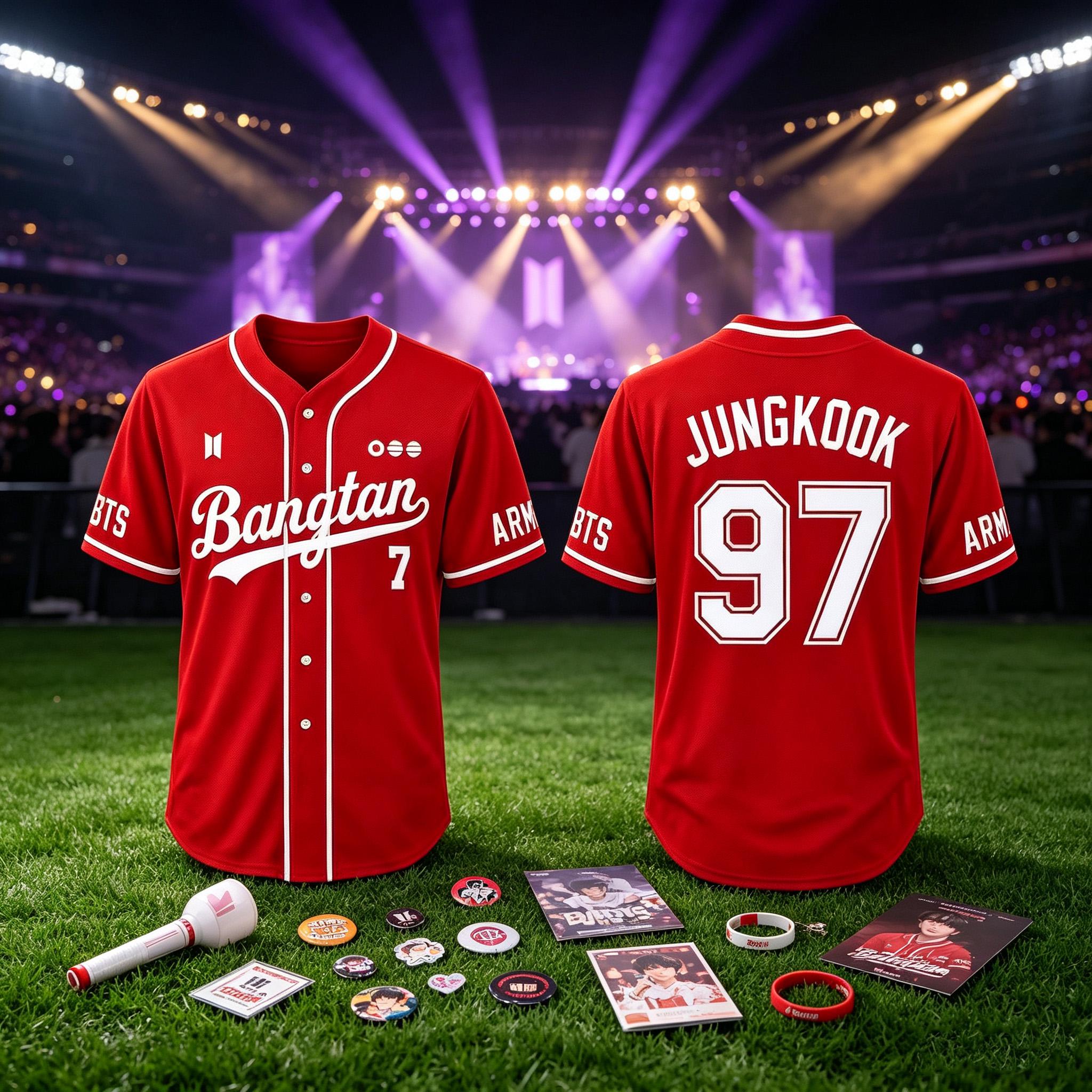 BTS JUNGKOOK 97 ベースボールシャツ BTS Jungkook 97 Print V Neck