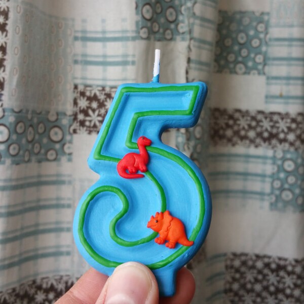 Dinosaur Birthday Candle, blue birthday candle