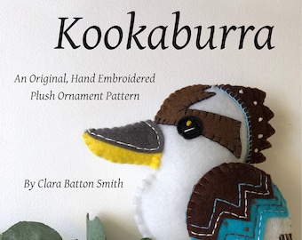 KOOKABURRA ~ a PDF pattern for a hand embroidered felt plush ornament Instant Download