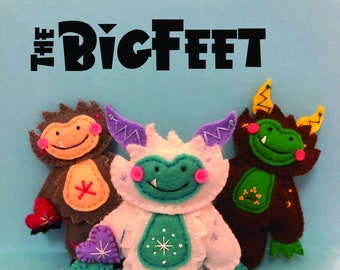 The BigFeet ~ a PDF pattern for a hand embroidered felt plushie ornament Instant Download