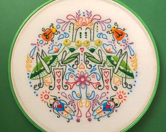 The World of the Praying Mantis ~ an Original, Hand Embroidery PDF Pattern Instant Download, DIY Embroidery