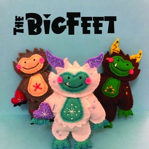 The BigFeet ~ a PDF pattern for a hand embroidered felt plushie ornament Instant Download