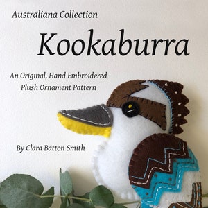 KOOKABURRA ~ a PDF pattern for a hand embroidered felt plush ornament Instant Download